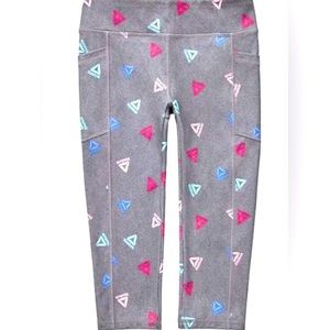 Girl gray Reebox all over print athletic capri leggings| athletic materi…
